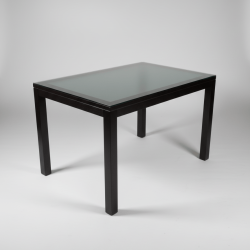 Mesa de refeição moderna em madeira e vidro