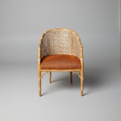 Cadeira em Bambu com Estofo Laranja