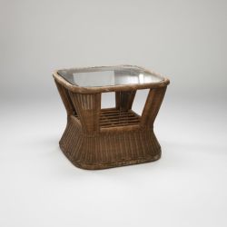 Mesa de Apoio Ampulheta em Vime e Vidro