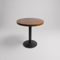 Mesa Redonda em Madeira com Base Preta