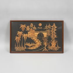 Quadro Paisagem Oriental em Marchetaria