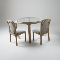 Conjunto de Mesa e 4 Cadeiras em Corda Náutica Cinza