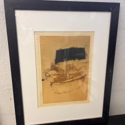 Serigrafia Autor Espiga Pinto com moldura – tons amarelos e pretos