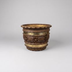 Cachepot em Madeira c/Detalhes em Latão