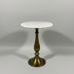 Mesa de apoio redonda com tampo em mármore