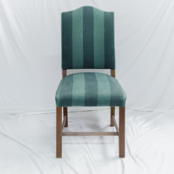 Conjunto de 10 cadeiras estofada em tecido listrado verde escuro e verde claro