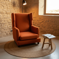 Poltrona Lounge em Tecido Laranja Queimado