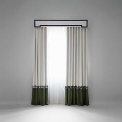 Conjunto de Cortinas Blackout Creme e Verde com Sanca