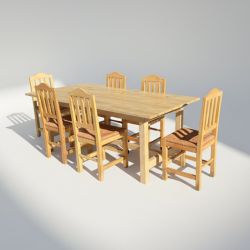 Conjunto de Mesa de Jantar e 6 Cadeiras em Madeira