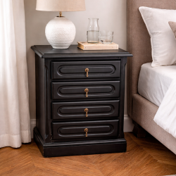 Mesa de Cabeceira Clássica Preta com Gavetas