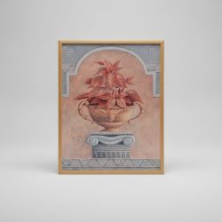 Quadro de Vaso Clássico com Folhagem Vermelha