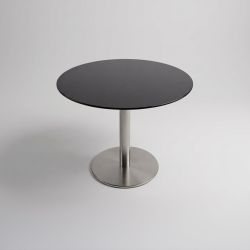 Mesa Redonda c/Tampo em Vidro Preto 85 cm