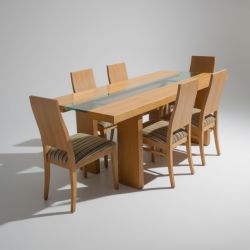 Conjunto de Mesa de Jantar com Vidro e 6 Cadeiras