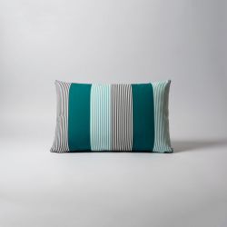 Almofada Decorativa com Padrão Azul e Cinzento