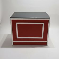 Balcão em Madeira Lacada Vermelho e Branco c/Tampo Preto