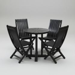 Conjunto de Jardim com 4 Cadeiras Preto