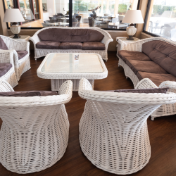 Conjunto de cadeiras rattan natural lacado a branco