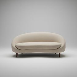 Sofá Curvo de 2 Lugares em Bouclé Branco