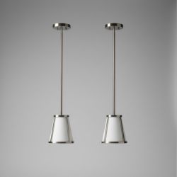 Conjunto de 2 Candeeiros de Teto em Inox e Vidro