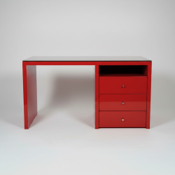 Secretária Vermelho com Tampo de Vidro