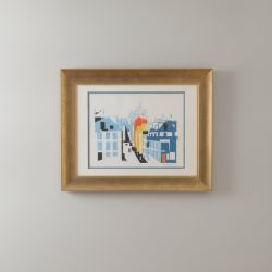 Quadro Cidade Abstrata em Azul e Laranja