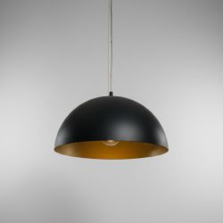 Candeeiro de Suspensão em Metal Preto c/Interior Dourado 70cm