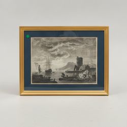 Quadro Cena Portuária Noturna com Torre