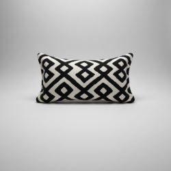 Almofada Decorativa Tecido Padrão Geométrico Preto e Branco Retangular