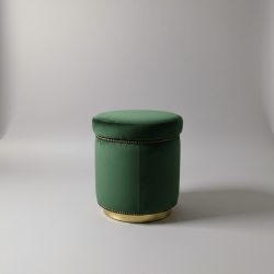 Pufe redondo em veludo verde