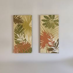 Conjunto de 2 Quadros c/ Folhas Tropicais