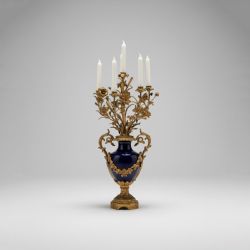 Candelabro Porcelana com Bronze Dourado