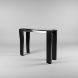 Aparador de Madeira Preto com Tampo de Vidro