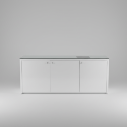 Aparador moderno com tampo de vidro - Branco