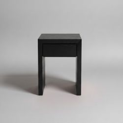 Mesa de Cabeceira Preta em Madeira c/Gaveta