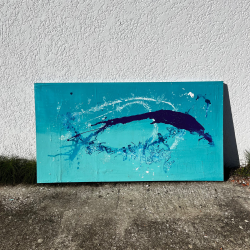 Pintura abstrata em tons de azul