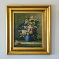 Pintura a óleo de flores coloridas