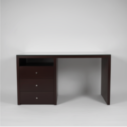 Secretária moderna com tampo de vidro e gavetas