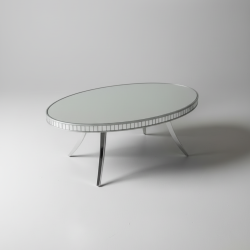 Mesa de Centro c/Vidro e Detalhe de Espelhos