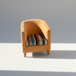 Poltrona de Veludo Amarelo e Padrão Listado