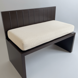 Bagageira moderna em wengué com detalhe ripado