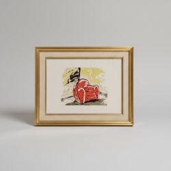 Quadro Gravura Abstrata com Poltrona Vermelha