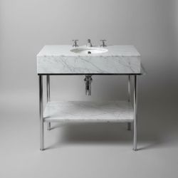 Lavatório Mármore Branco com Estrutura em Inox