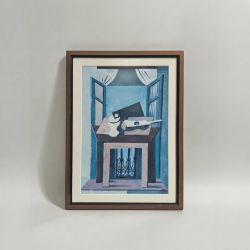 Quadro Natureza-Morta Cubista com Guitarra e Varanda