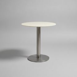 Mesa Redonda com Tampo Branco e Base em Metal 95 cm