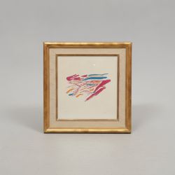 Quadro Litografia Abstrata em Rosa e Azul
