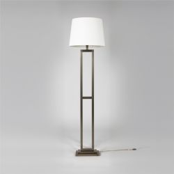 Candeeiro de Pé de Metal Bronze c/Abajur Branco