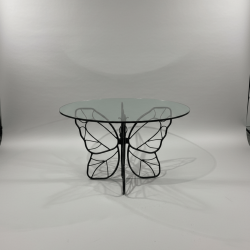 Mesa Redonda Butterfly em Metal com Tampo de Vidro – Tamanho Menor