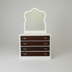 Cómoda com Espelho em Madeira Branca e Castanha