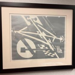 Serigrafia do Autor Espiga Pinto com moldura – tons cinza e branco