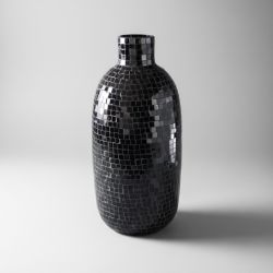 Jarra Decorativa em Mosaico de Vidro Preto